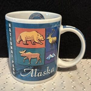 Alaska Ceramic Coffee Mug Denali National Park Colorful Wildlife & Park Map 12oz
